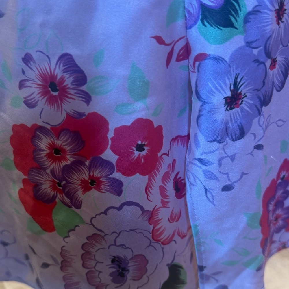 Victorias Secret Purple Floral Satin Lace Trim Slip Dress Chemise Medium - Picture 6 of 9